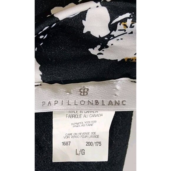 Nice Papillon Blanc Noir Zip Front Floral Print Jacket Size L Lightweight Classy - Picture 9 of 9